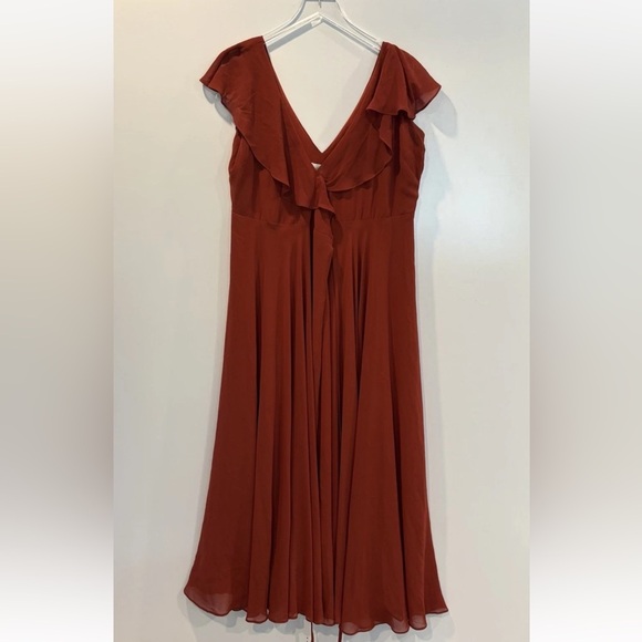 Bill Levkoff Terracotta Chiffon Long Bridesmaid Dress Gown‎ Womens Size 20 - Picture 2 of 5